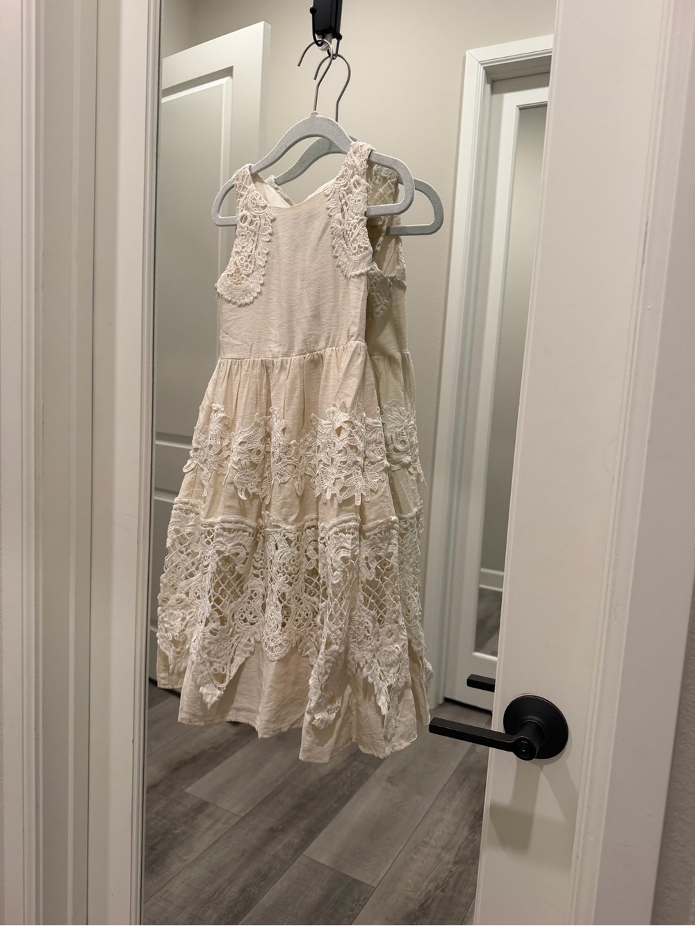 Joyfolie Cream Lace Tiered Girls' Dress - Sleeveless Formal